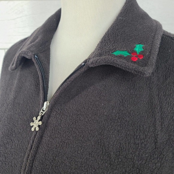 Bechamel Father Christmas Fleece Sweater Vest Medium Santa Black VTG Teachercore - Picture 4 of 13